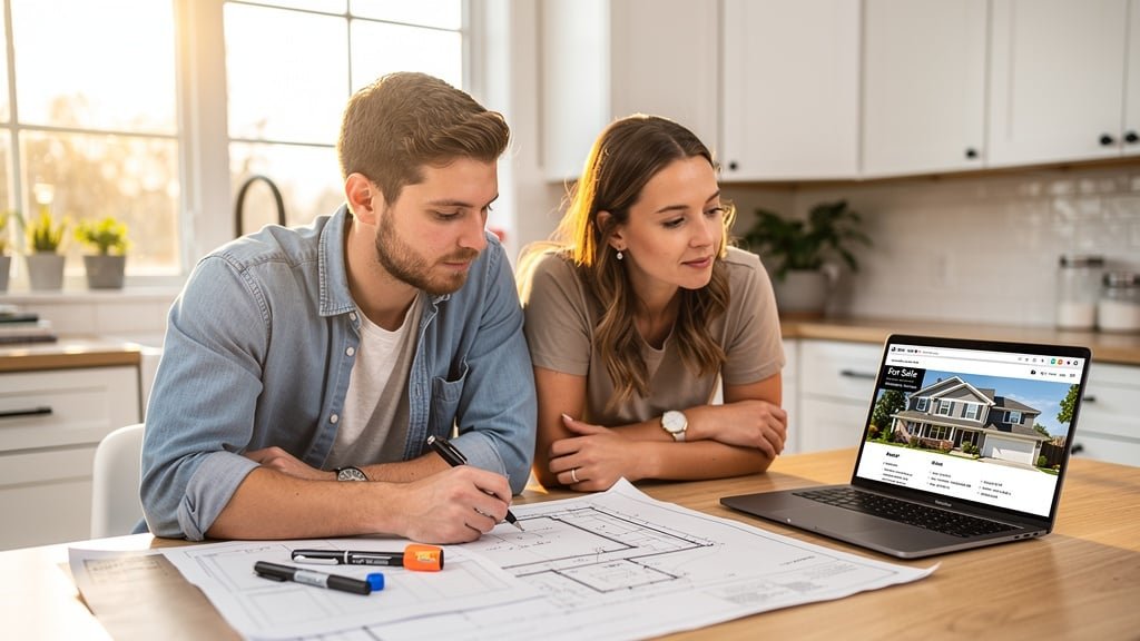 First-time buyers reviewing their survey report at home
