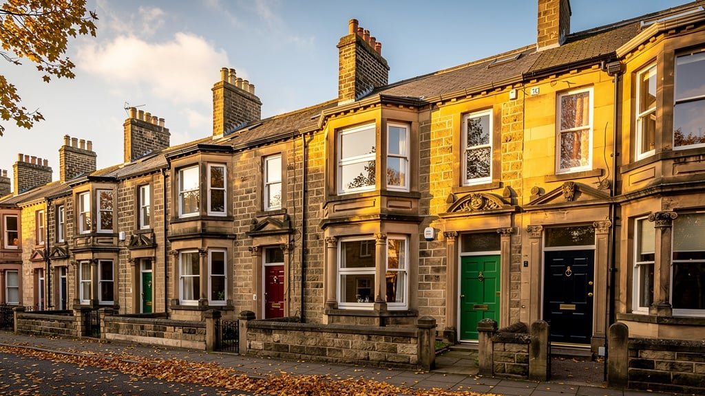 Victorian sandstone terraces in Bradford West Yorkshire
