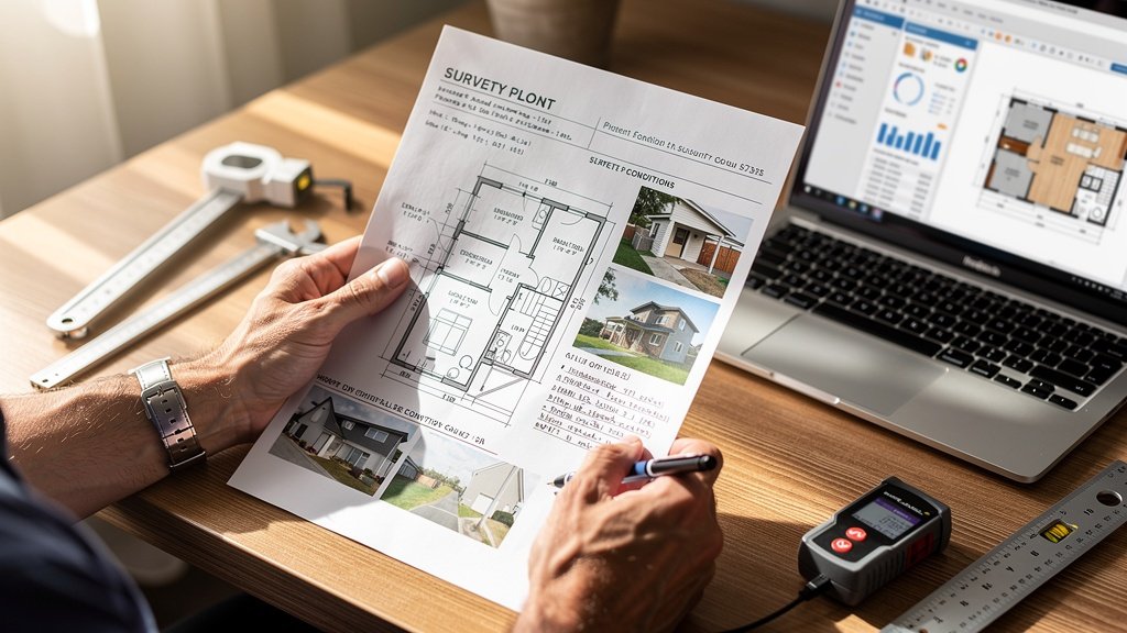 Detailed property survey report with annotated findings